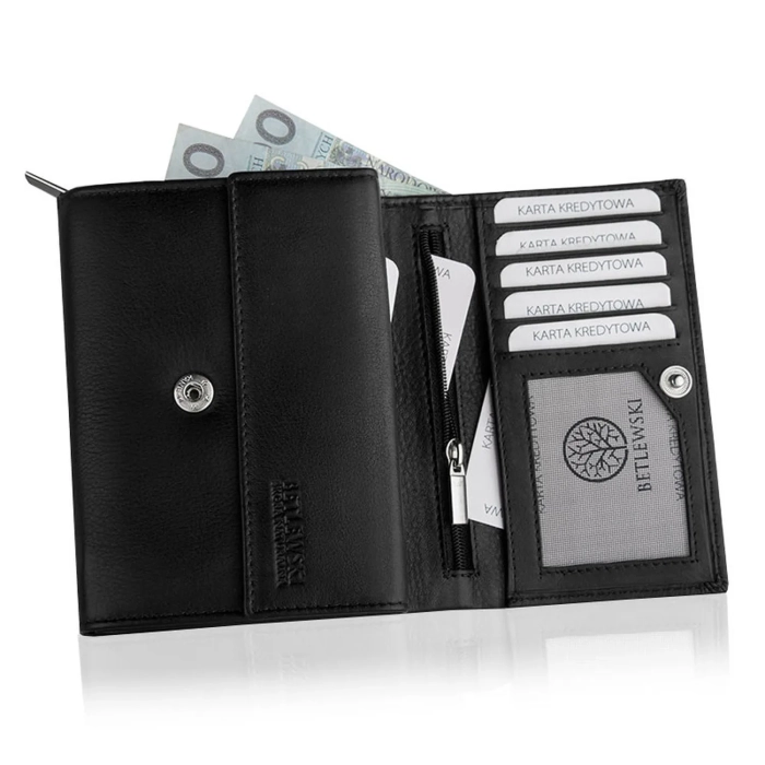 BETLEWSKI® SOFTLY – Skórzany Portfel Damski RFID Komfortowy i Stylowy