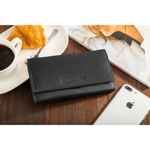 BETLEWSKI® PRESTIGE – Portfel damski w klasycznej czerni