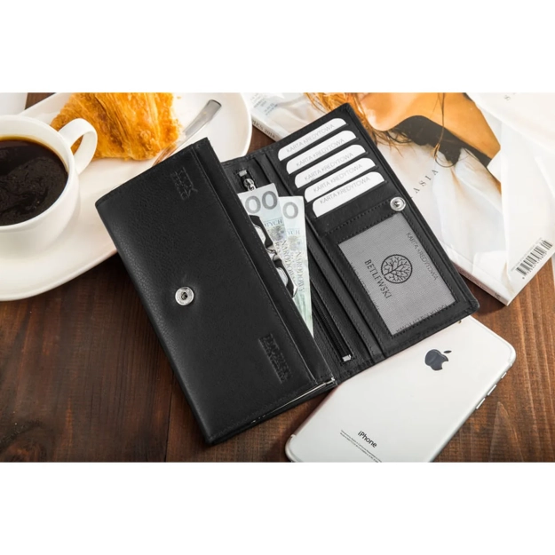 BETLEWSKI® PRESTIGE – Portfel damski w klasycznej czerni