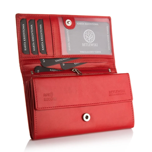BETLEWSKI® BASIC – Portfel damski w eleganckiej czerwieni