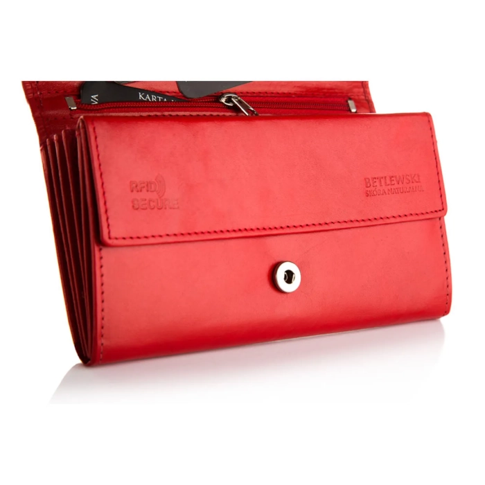 BETLEWSKI® BASIC – Portfel damski w eleganckiej czerwieni
