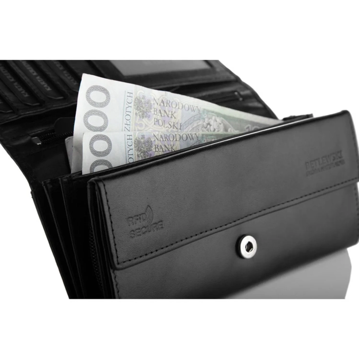 BETLEWSKI® BASIC –Duży Skórzany Portfel Damski RFID Elegancki Klasyczny