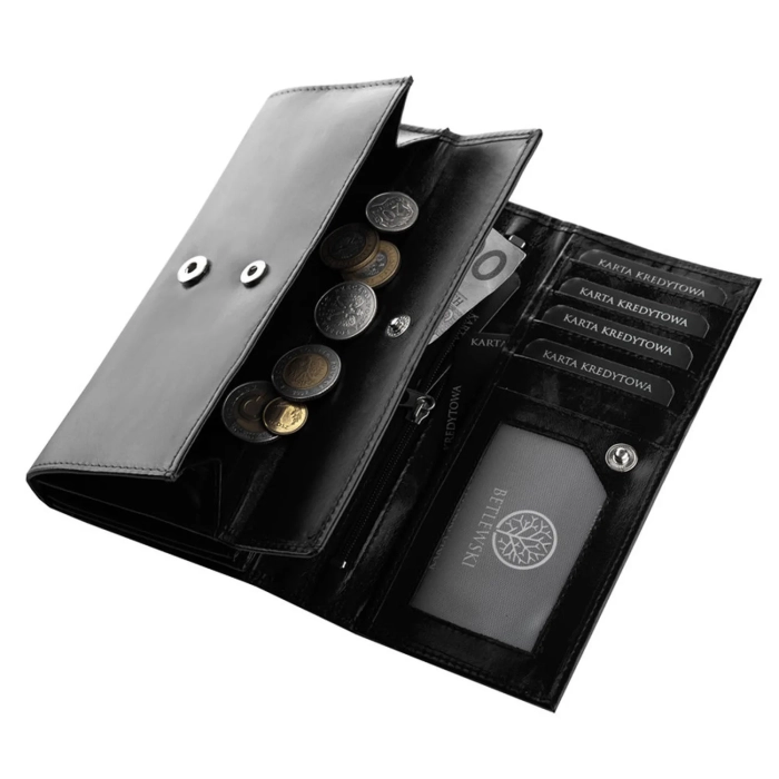 BETLEWSKI® BASIC –Duży Skórzany Portfel Damski RFID Elegancki Klasyczny