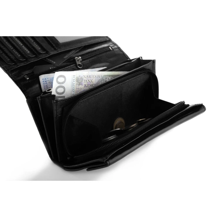 BETLEWSKI® BASIC –Duży Skórzany Portfel Damski RFID Elegancki Klasyczny