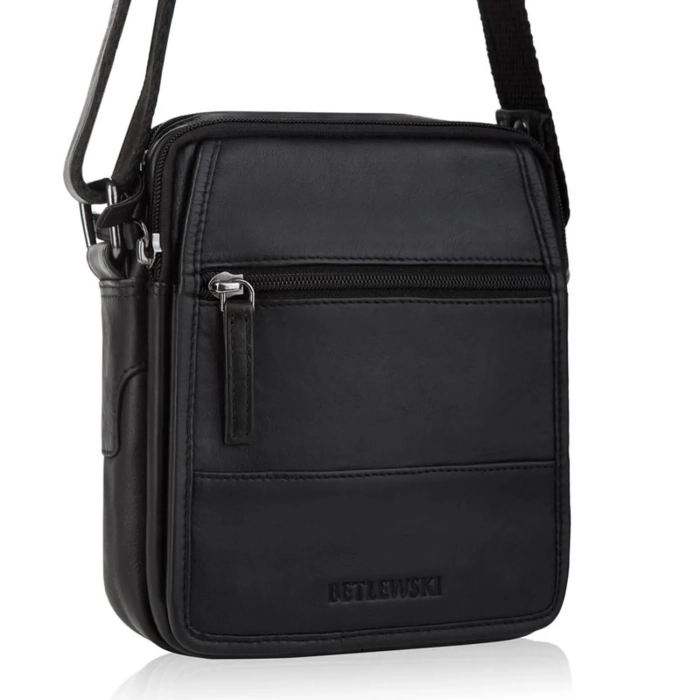 BETLEWSKI® CAMBRIDGE – Torba męska listonoszka w klasycznej czerni