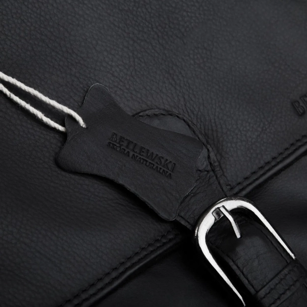 BETLEWSKI® BUSINESS – Torba męska skórzana w klasycznej czerni