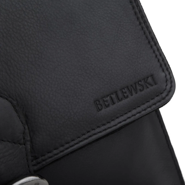 BETLEWSKI® BUSINESS – Torba męska skórzana w klasycznej czerni
