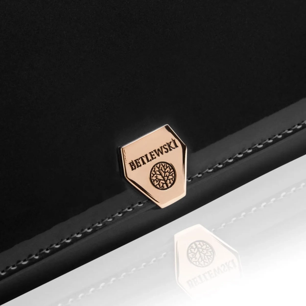BETLEWSKI® SHINY – Lakierowany Skórzany Portfel Damski RFID Duży Elegancki