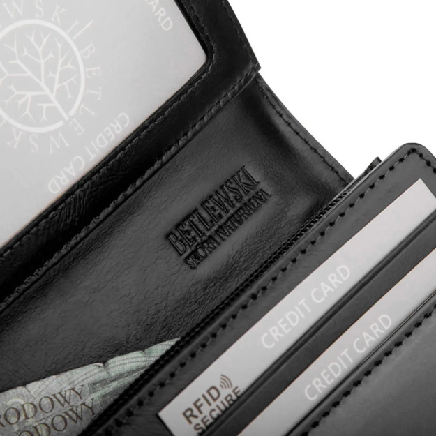 BETLEWSKI® SHINY – Lakierowany Skórzany Portfel Damski RFID Duży Elegancki