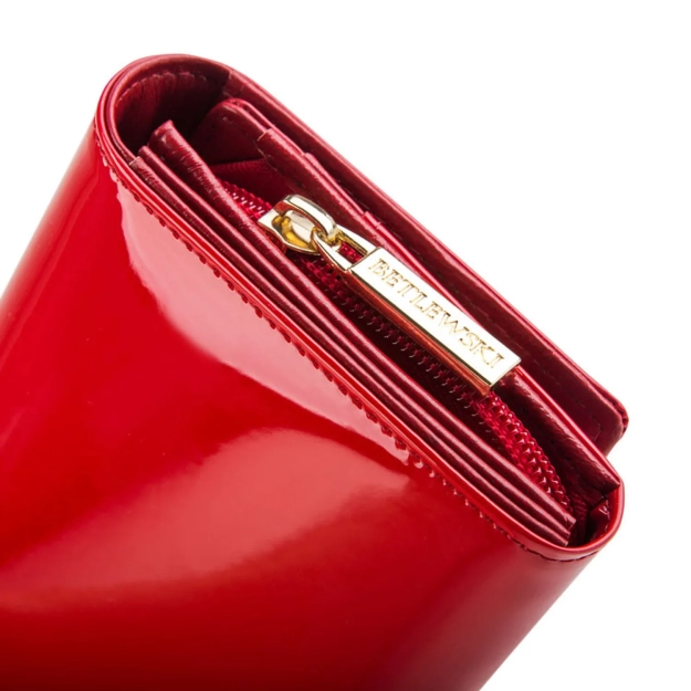 BETLEWSKI® SHINY – Lakierowany Skórzany Portfel Damski RFID Duży Elegancki