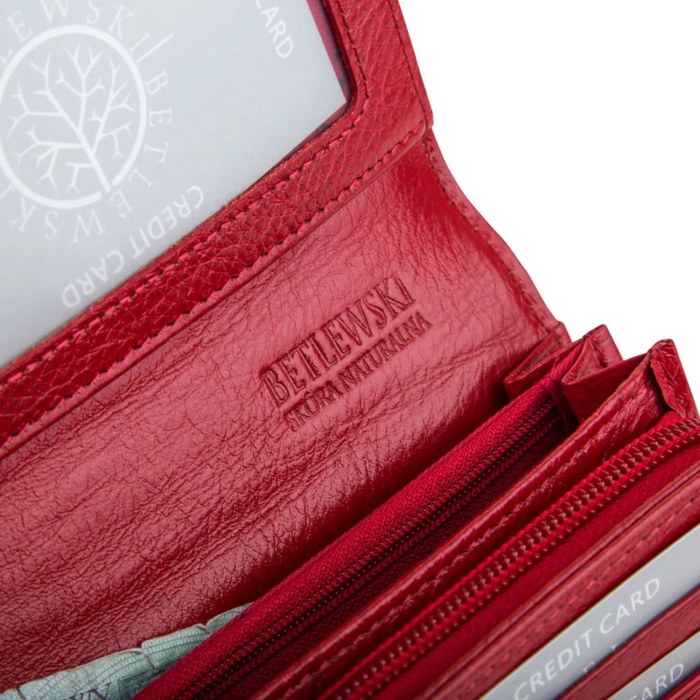 BETLEWSKI® SHINY – Lakierowany Skórzany Portfel Damski RFID Duży Elegancki