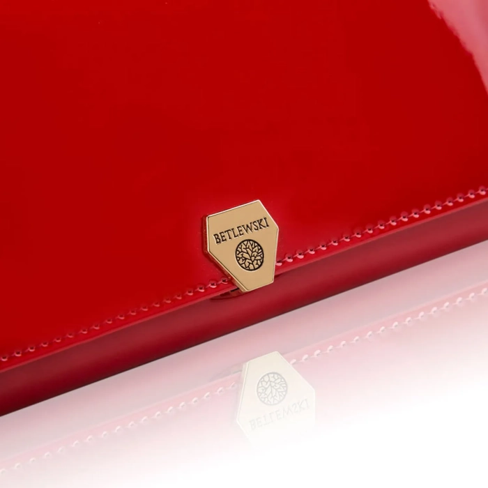 BETLEWSKI® SHINY – Lakierowany Skórzany Portfel Damski RFID Duży Elegancki