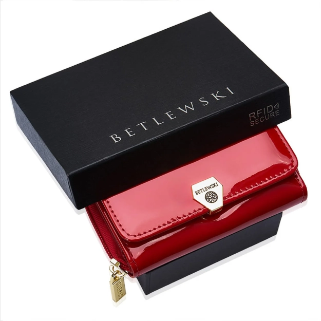 BETLEWSKI® SHINY – Portfel damski w eleganckiej czerwieni