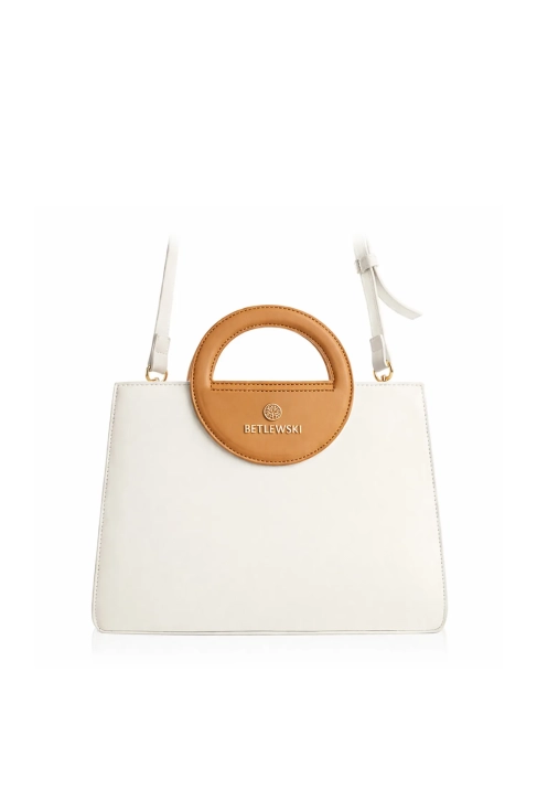 BETLEWSKI® MILEY – Usztywniana torebka damska w kolorze ecru