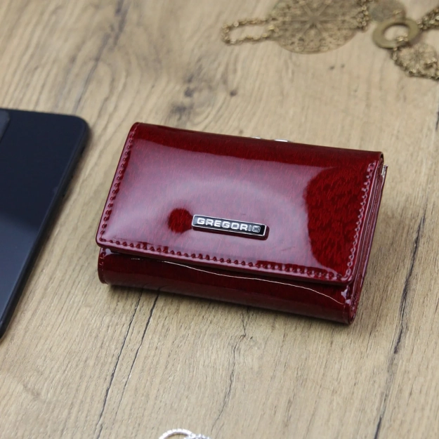 GREGORIO PT-117 – Elegancki czerwony portfel skórzany