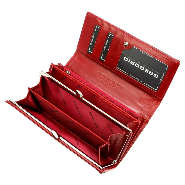 GREGORIO FF-100 – Elegancki czerwony portfel skórzany